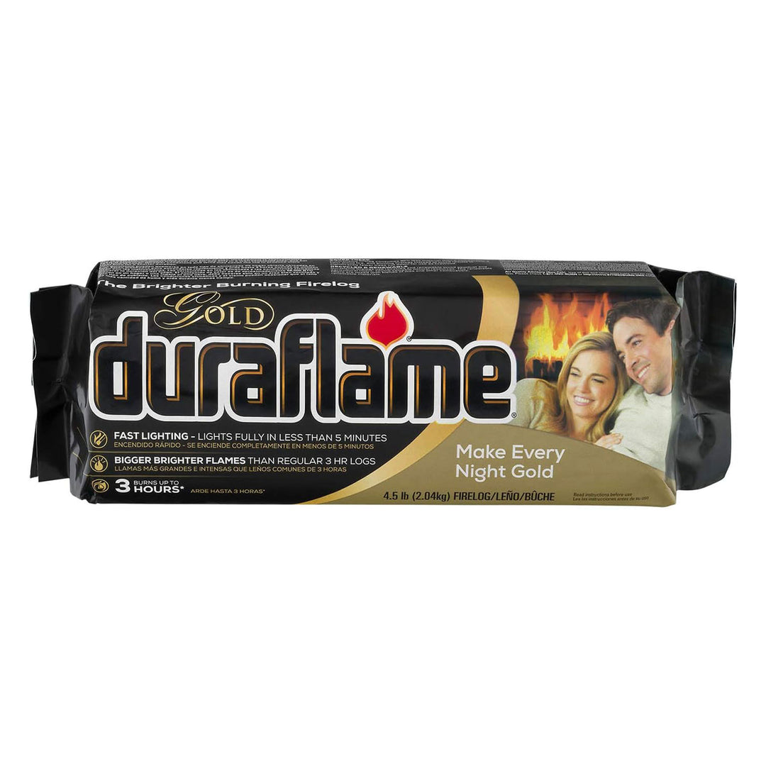 Duraflame 4 Pack Clean Burning Gold Firelogs 3 Hour Burn Indoor/Outdoor Flames