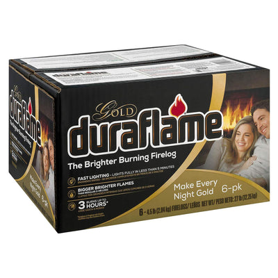 Duraflame 4.5 Pound Gold Premium Fast Lighting 3 Hour Burn Firelogs, Set of 6