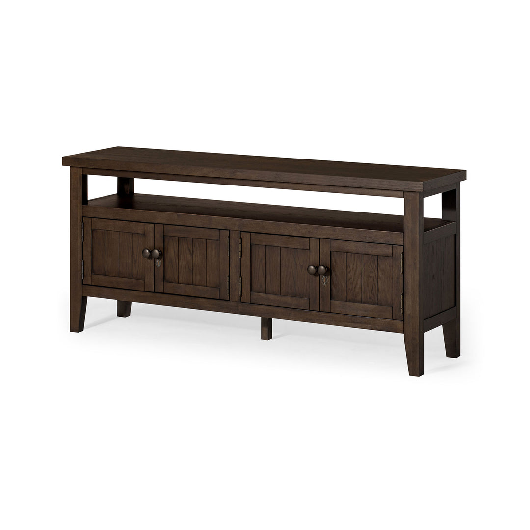 Maven Lane Turner Wooden Media Unit in Antiqued Brown Finish