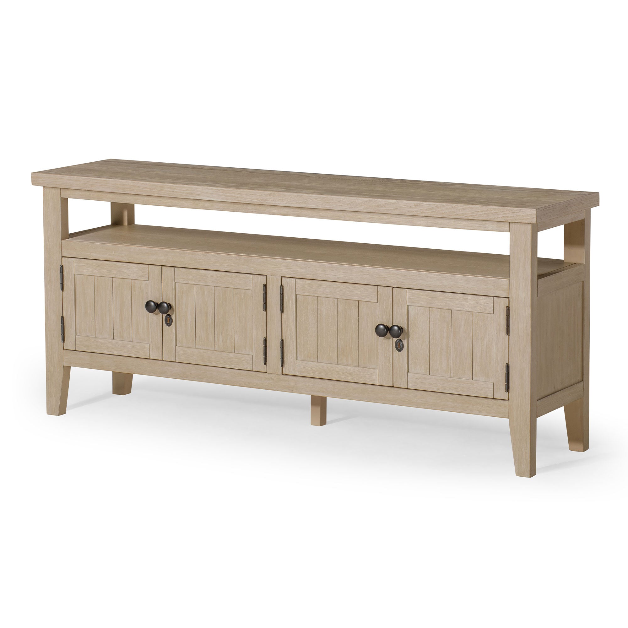 Maven Lane Turner Wooden Media Unit in Antiqued White Finish (Open Box) - VMInnovations