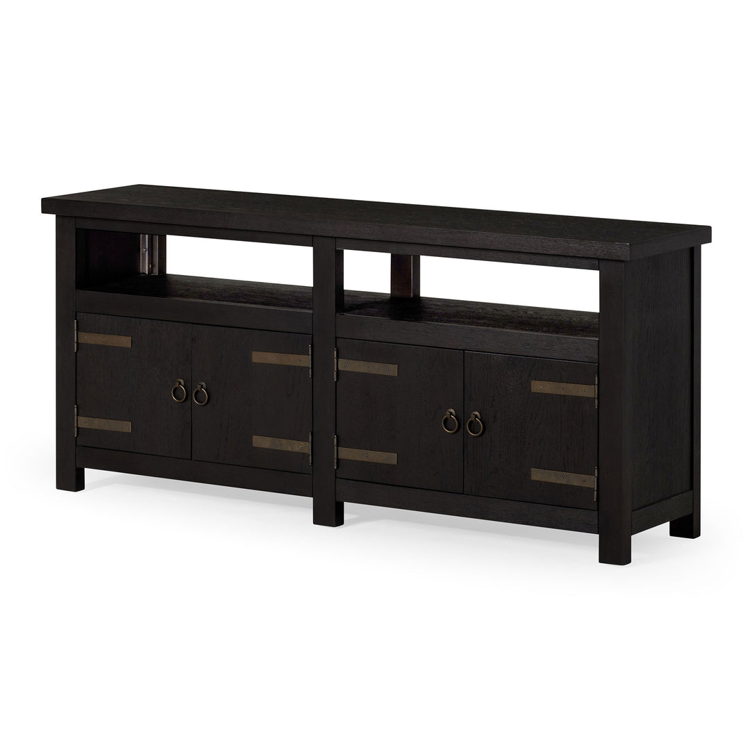 Maven Lane Luca Rustic Wooden Media Unit in Weathered Black Finish