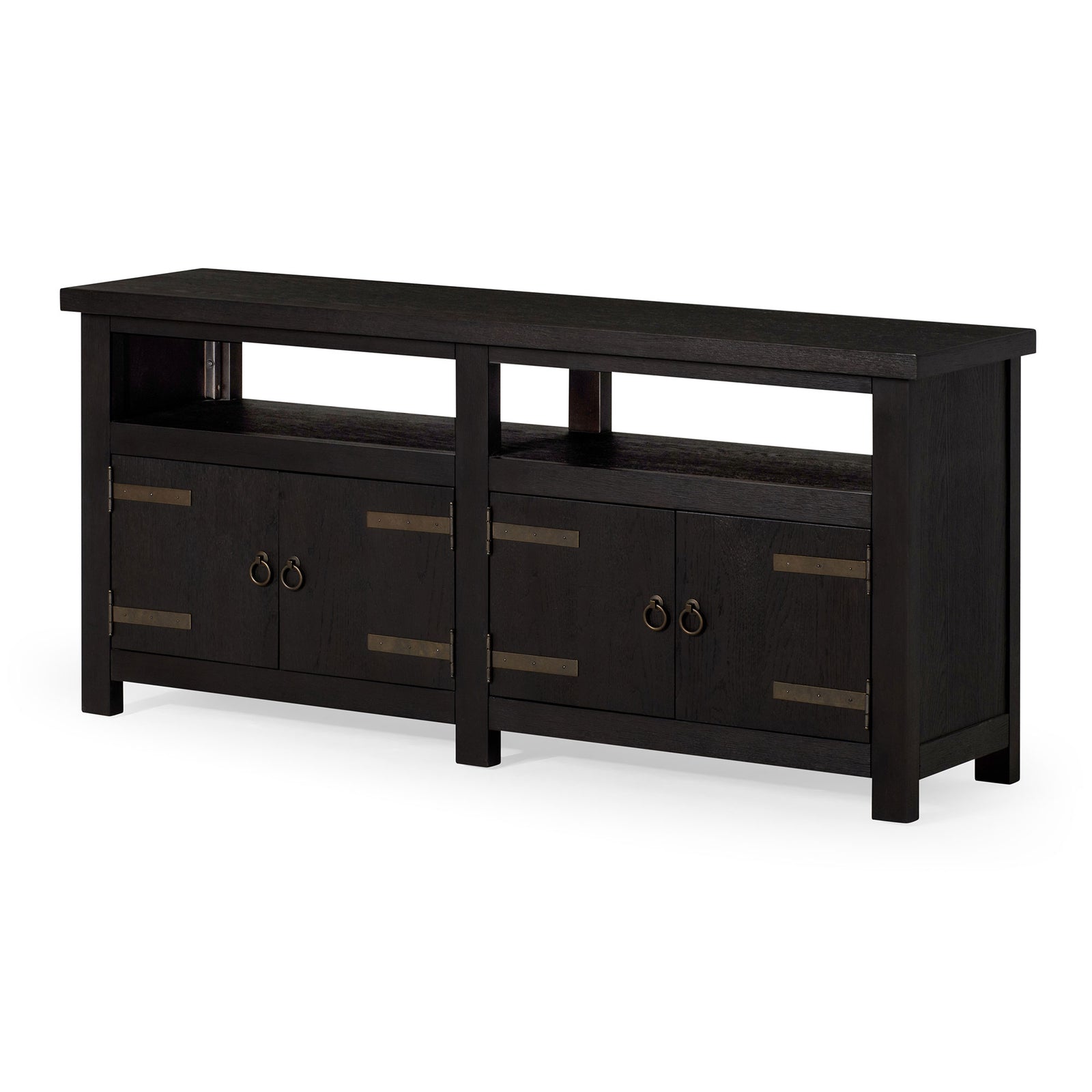 Maven Lane Luca Rustic Wooden Media Unit in Weathered Black Finish - VMInnovations