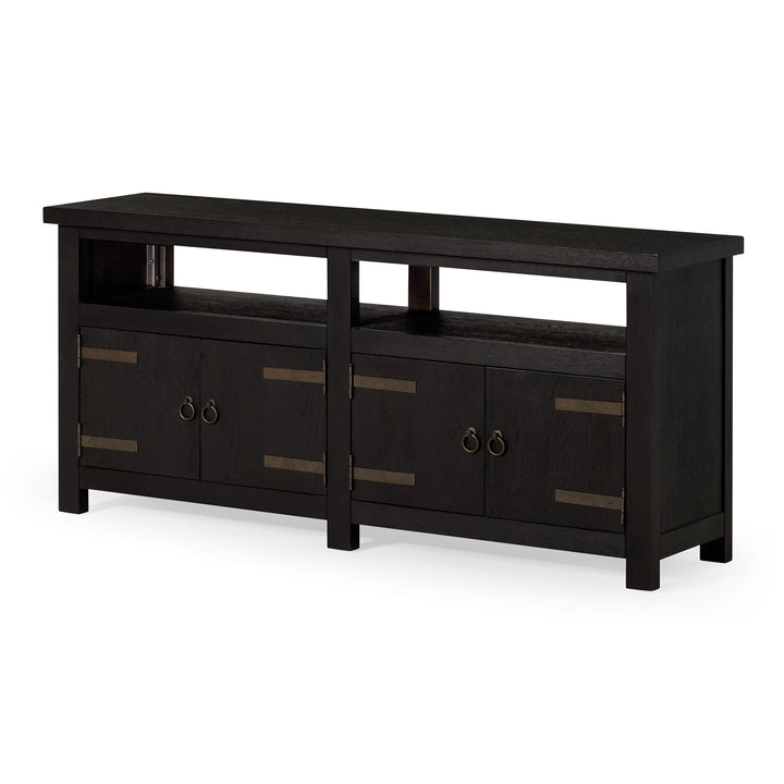 Maven Lane Luca Rustic Wooden Media Unit in Weathered Black Finish