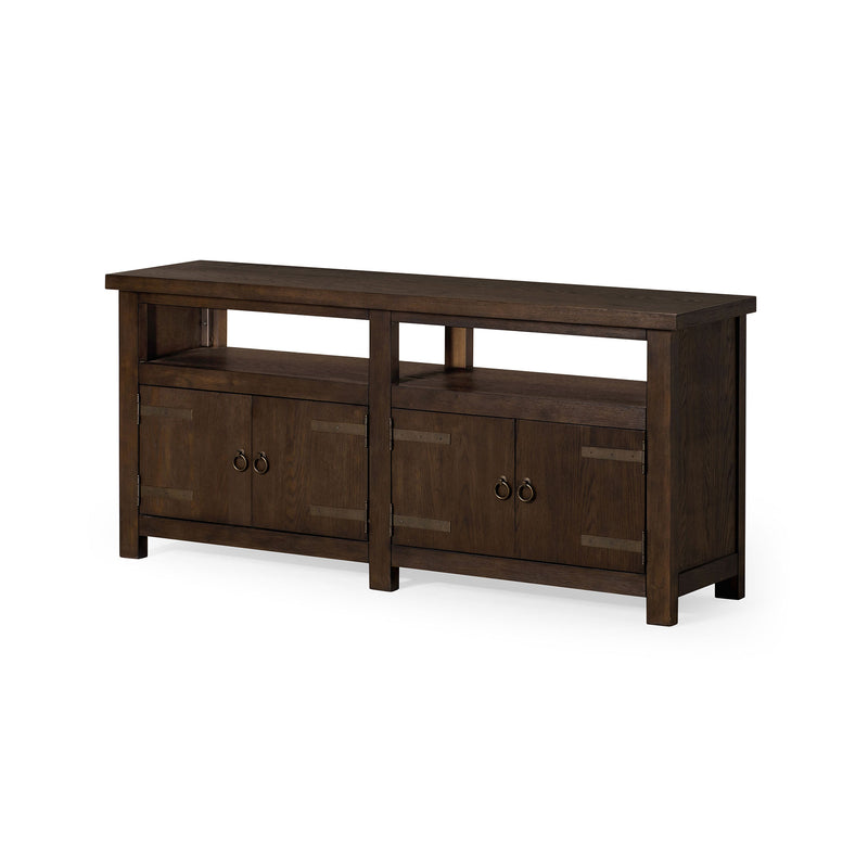 Maven Lane Luca Rustic Wooden Media Unit in Weathered Brown Finish