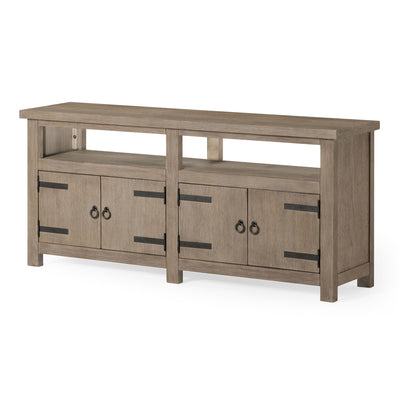 Maven Lane Luca Rustic Wooden Media Unit in Weathered Grey Finish