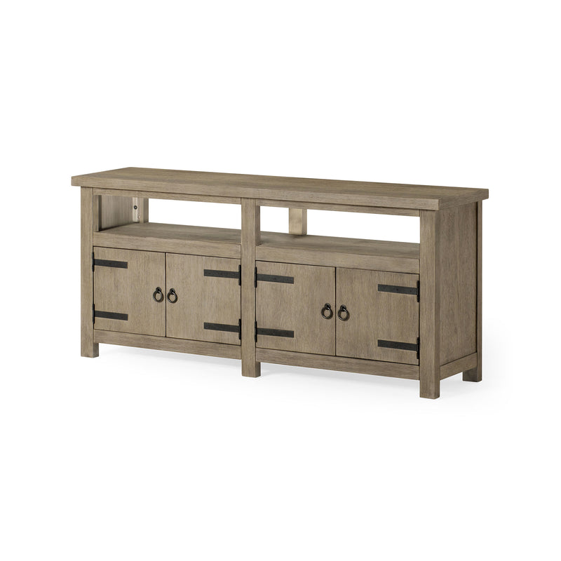 Maven Lane Luca Rustic Wooden Media Unit in Weathered Grey Finish