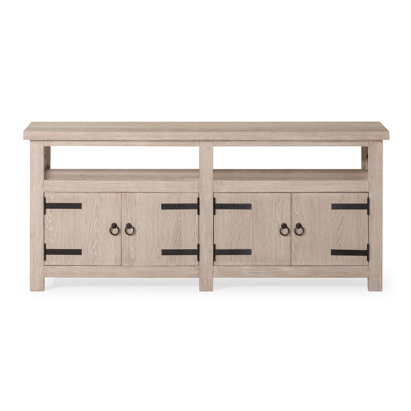 Maven Lane Luca Rustic Wooden Media Unit in Weathered White Finish (Open Box) - VMInnovations