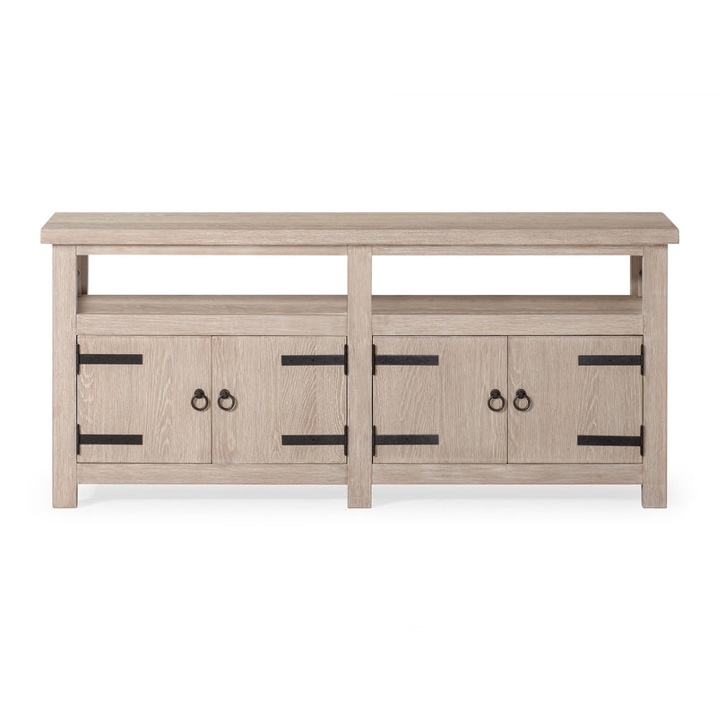 Maven Lane Luca Rustic Wooden Media Unit in Weathered White Finish