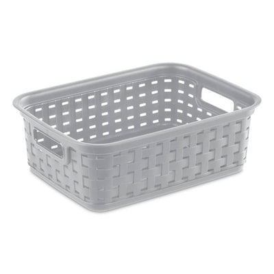 Sterilite 11" Small Weave Open Bin Organize Wicker Storage Basket, Grey, 8 Pack - VMInnovations