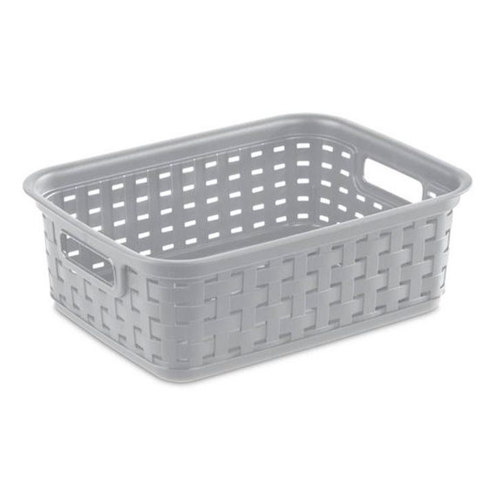 Sterilite 11" Small Weave Open Bin Organize Wicker Storage Basket, Grey, 8 Pack