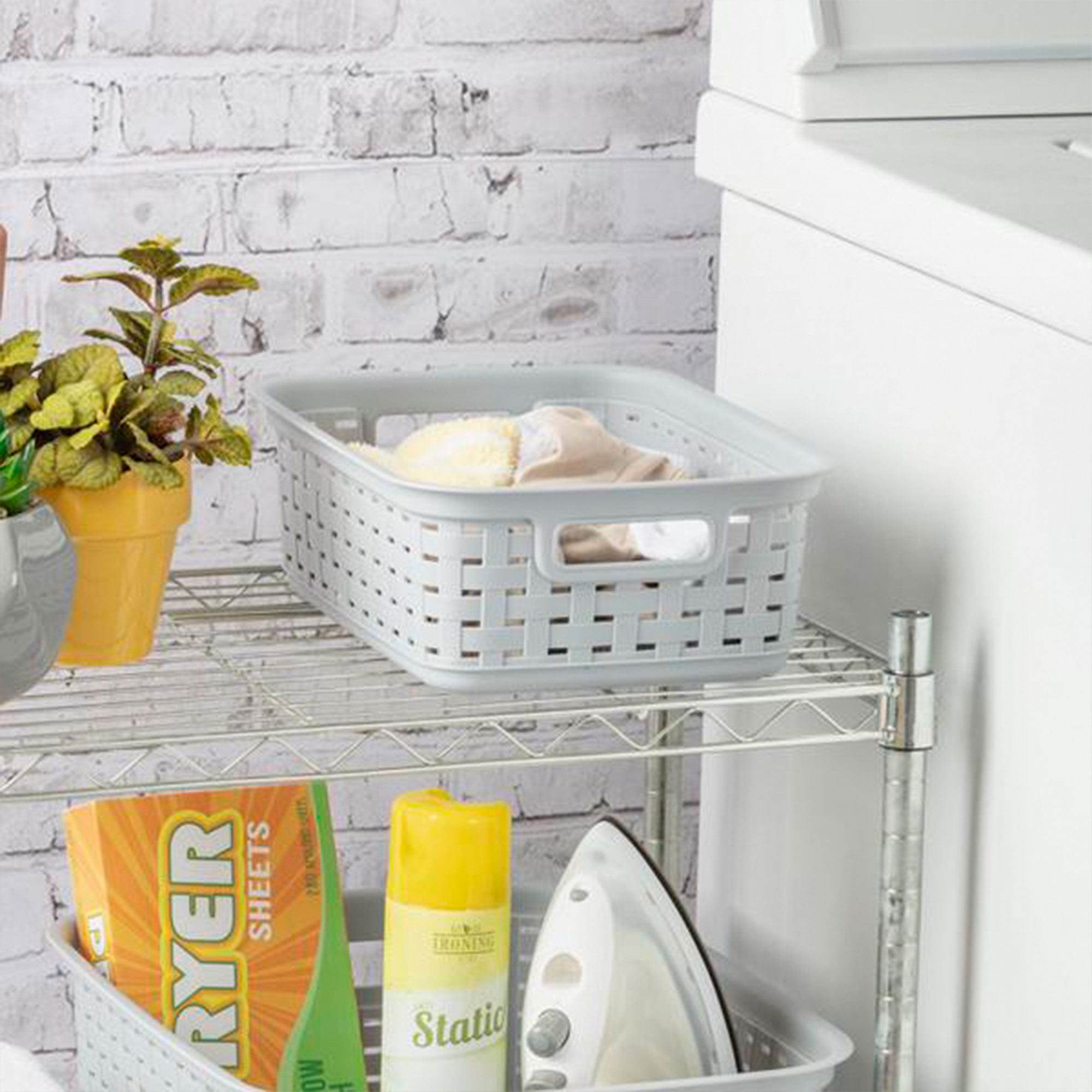 Sterilite 11" Small Weave Open Bin Organize Wicker Storage Basket, Grey, 8 Pack - VMInnovations