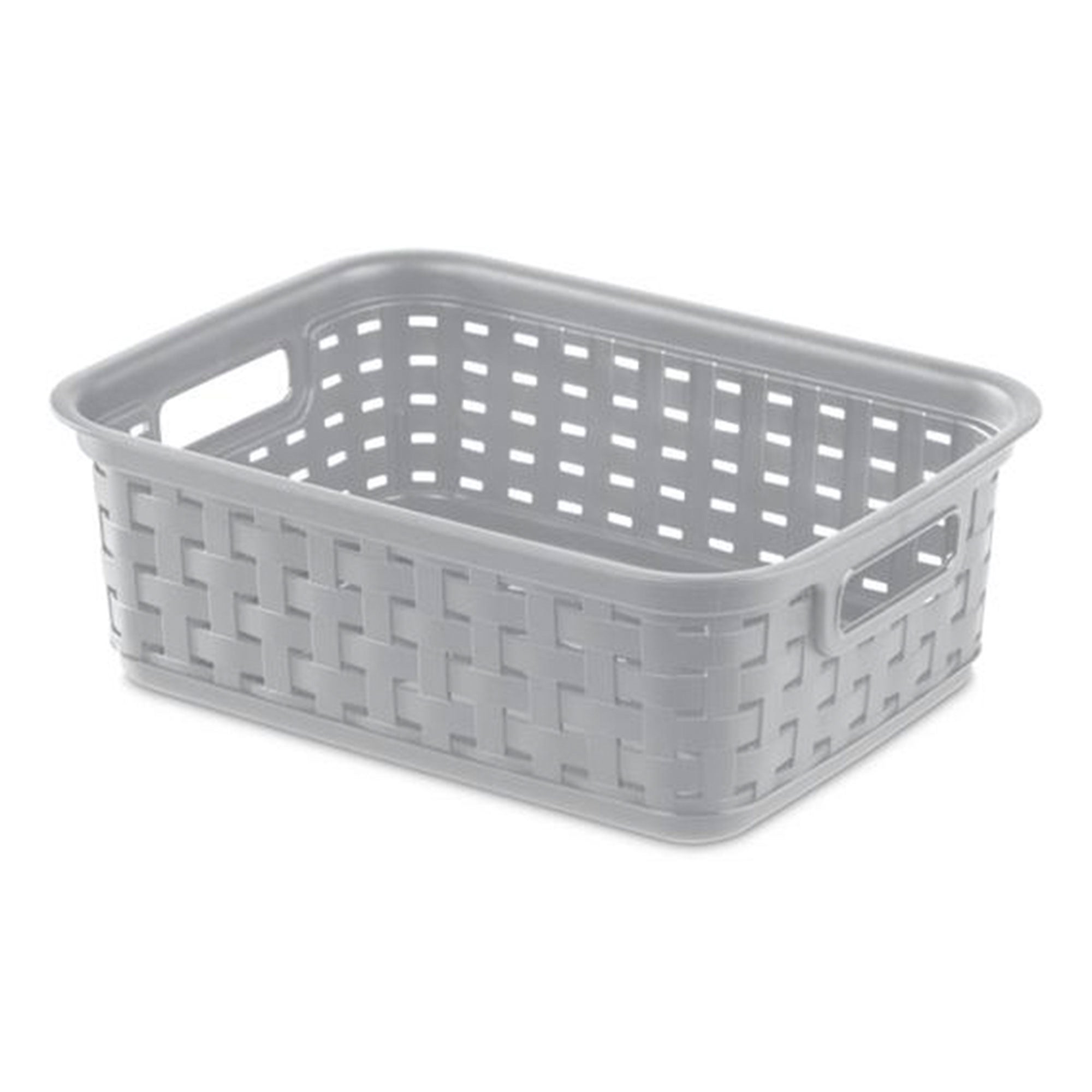 Sterilite 11" Small Weave Open Bin Organize Wicker Storage Basket, Grey, 8 Pack - VMInnovations