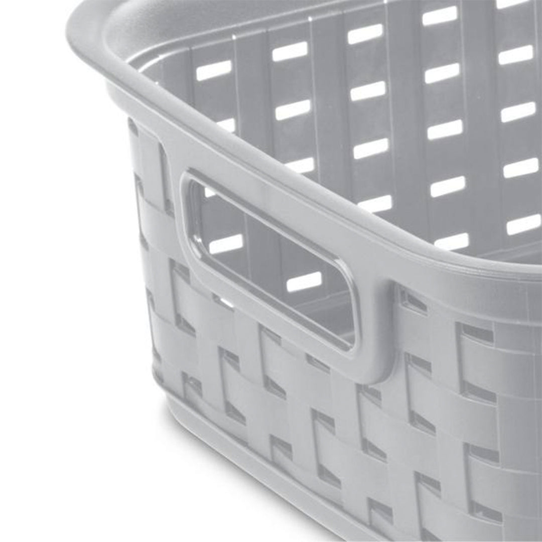 Sterilite 11" Small Weave Open Bin Organize Wicker Storage Basket, Grey, 8 Pack