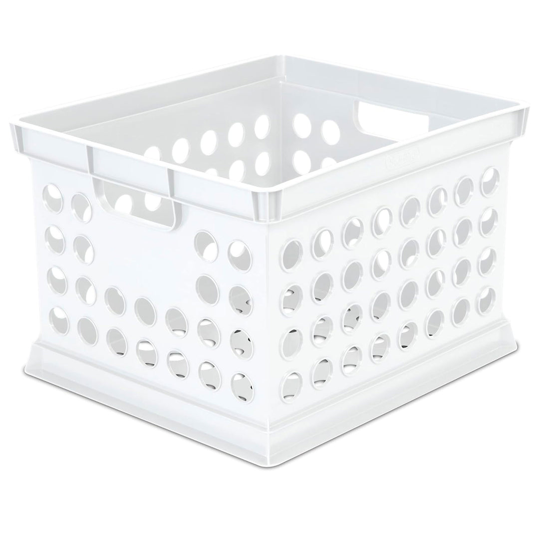 Sterilite Stackable Plastic Storage Open Crate Bin Organizer Box, White, 6-Pack