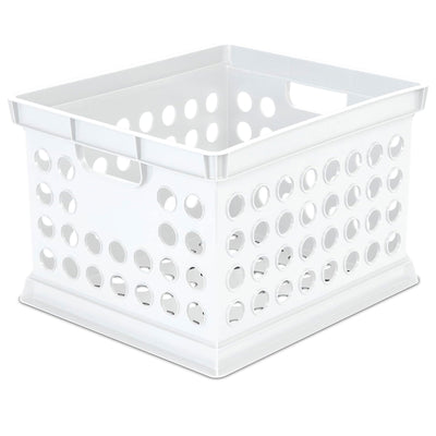 Sterilite Stackable Plastic Storage Open Crate Bin Organizer Box, White, 6-Pack