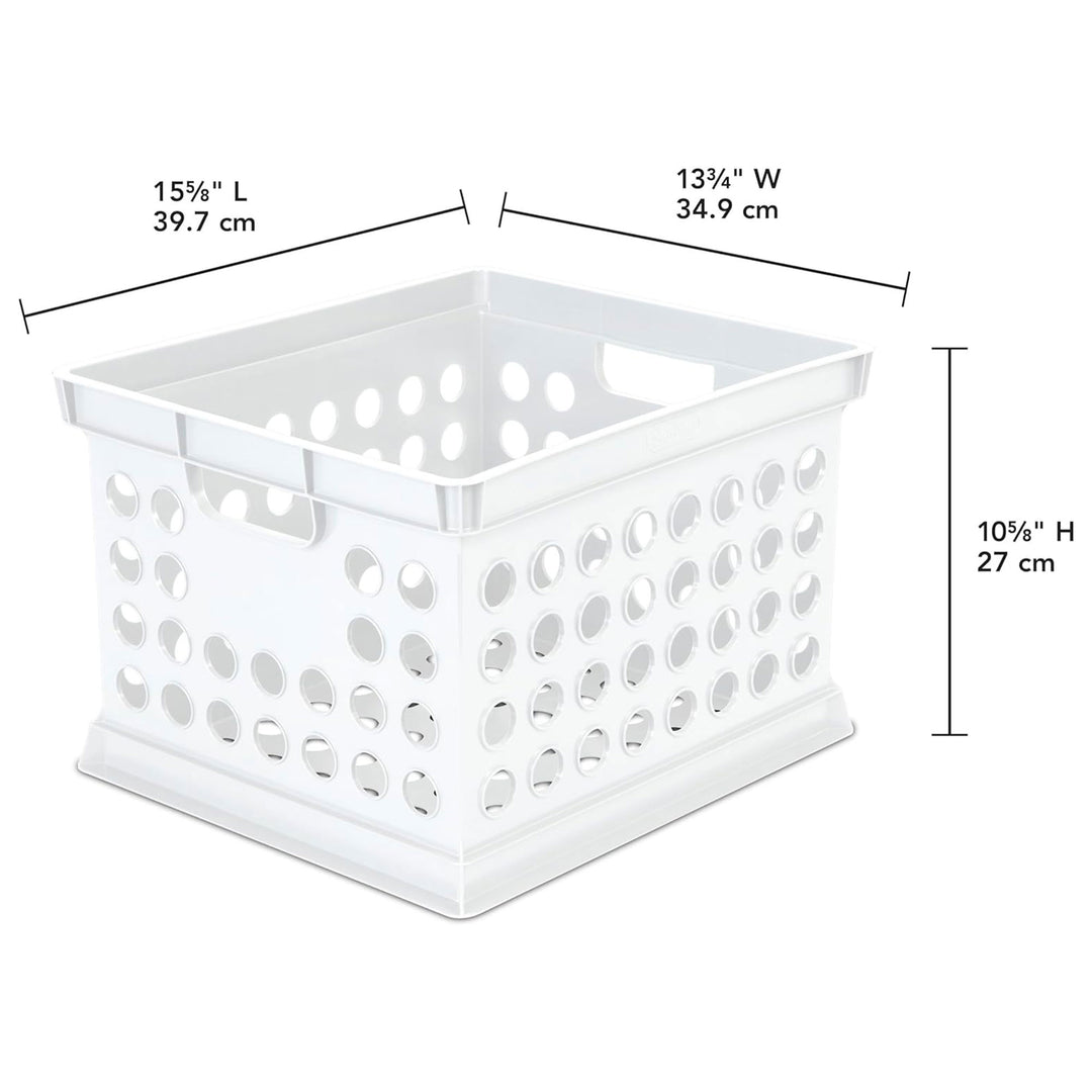 Sterilite Stackable Plastic Storage Open Crate Bin Organizer Box, White, 6-Pack