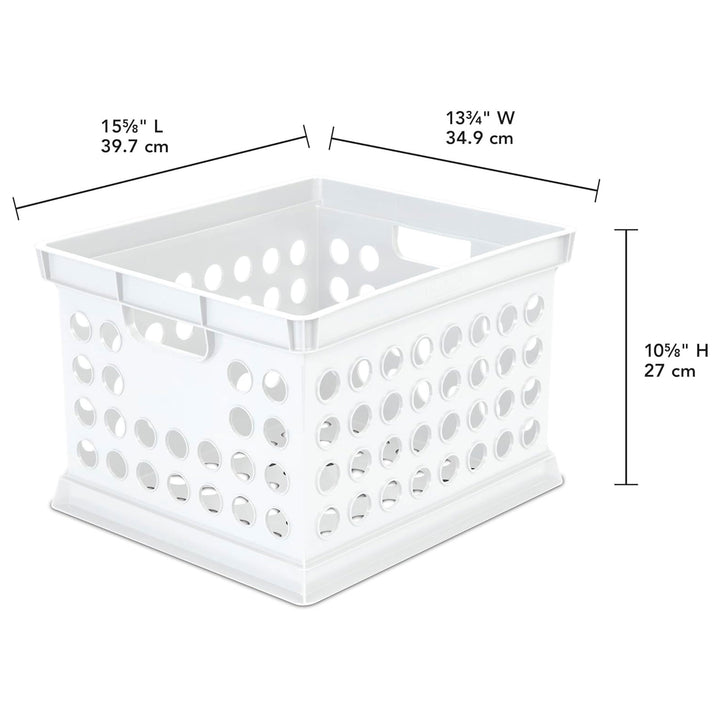 Sterilite Stackable Plastic Storage Open Crate Bin Organizer Box, White, 12-Pack