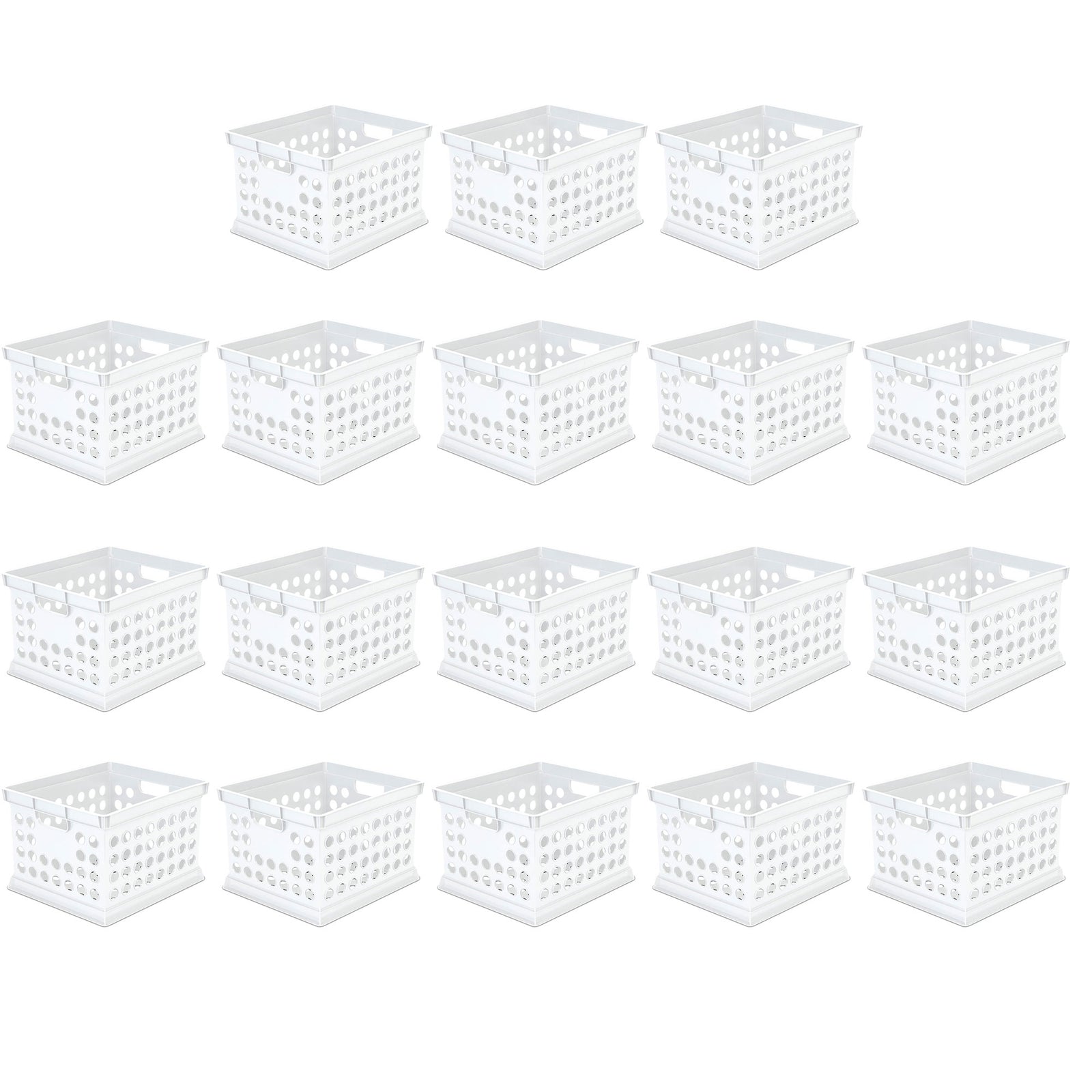 Sterilite Stackable Plastic Storage Open Crate Bin Organizer Box, White, 18-Pack - VMInnovations