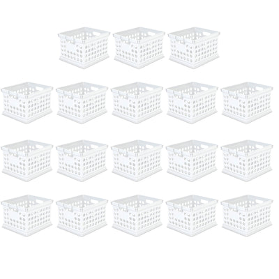 Sterilite Stackable Plastic Storage Open Crate Bin Organizer Box, White, 18-Pack - VMInnovations
