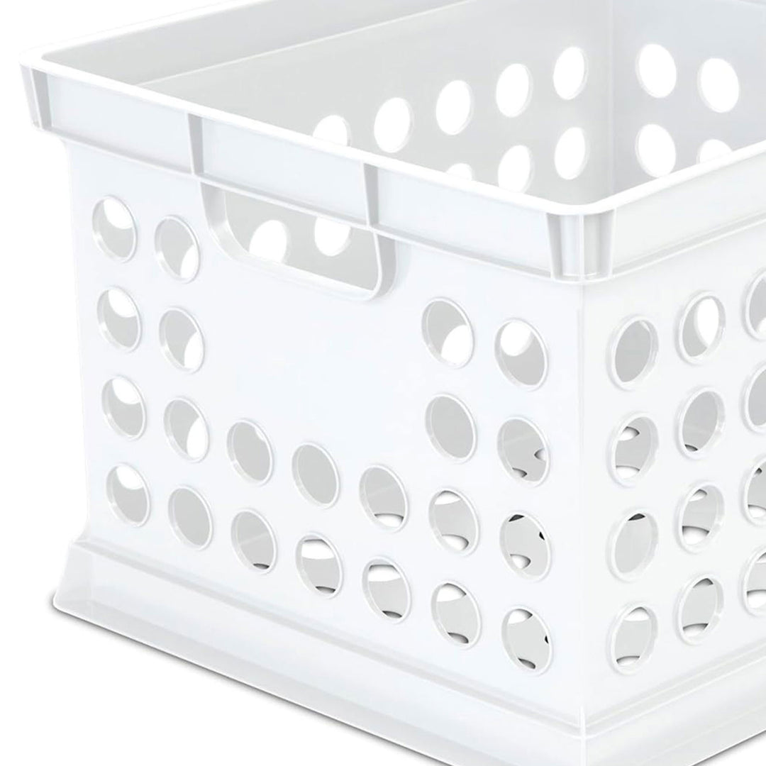 Sterilite Stackable Plastic Storage Open Crate Bin Organizer Box, White, 18-Pack