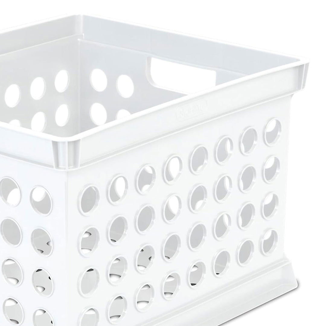 Sterilite Stackable Plastic Storage Open Crate Bin Organizer Box, White, 18-Pack