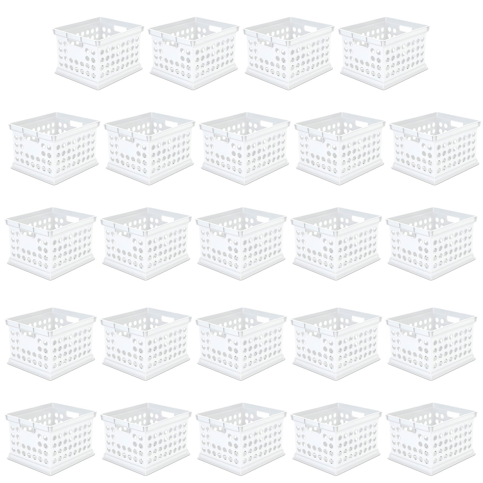 Sterilite Stackable Plastic Storage Open Crate Bin Organizer Box, White, 24-Pack - VMInnovations