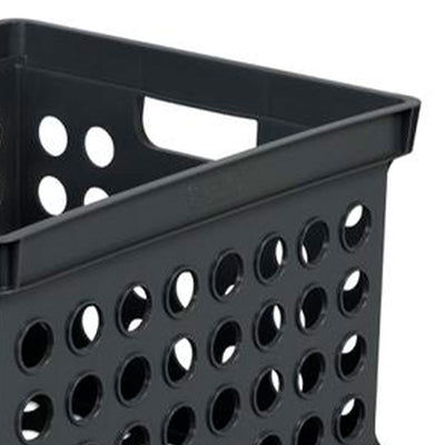 Sterilite Stackable Plastic Storage Open Crate Bin Organizer Box, Black, 12 Pack