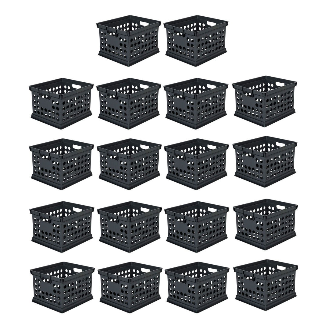 Sterilite Stackable Plastic Storage Open Crate Bin Organizer Box, Black, 18 Pack