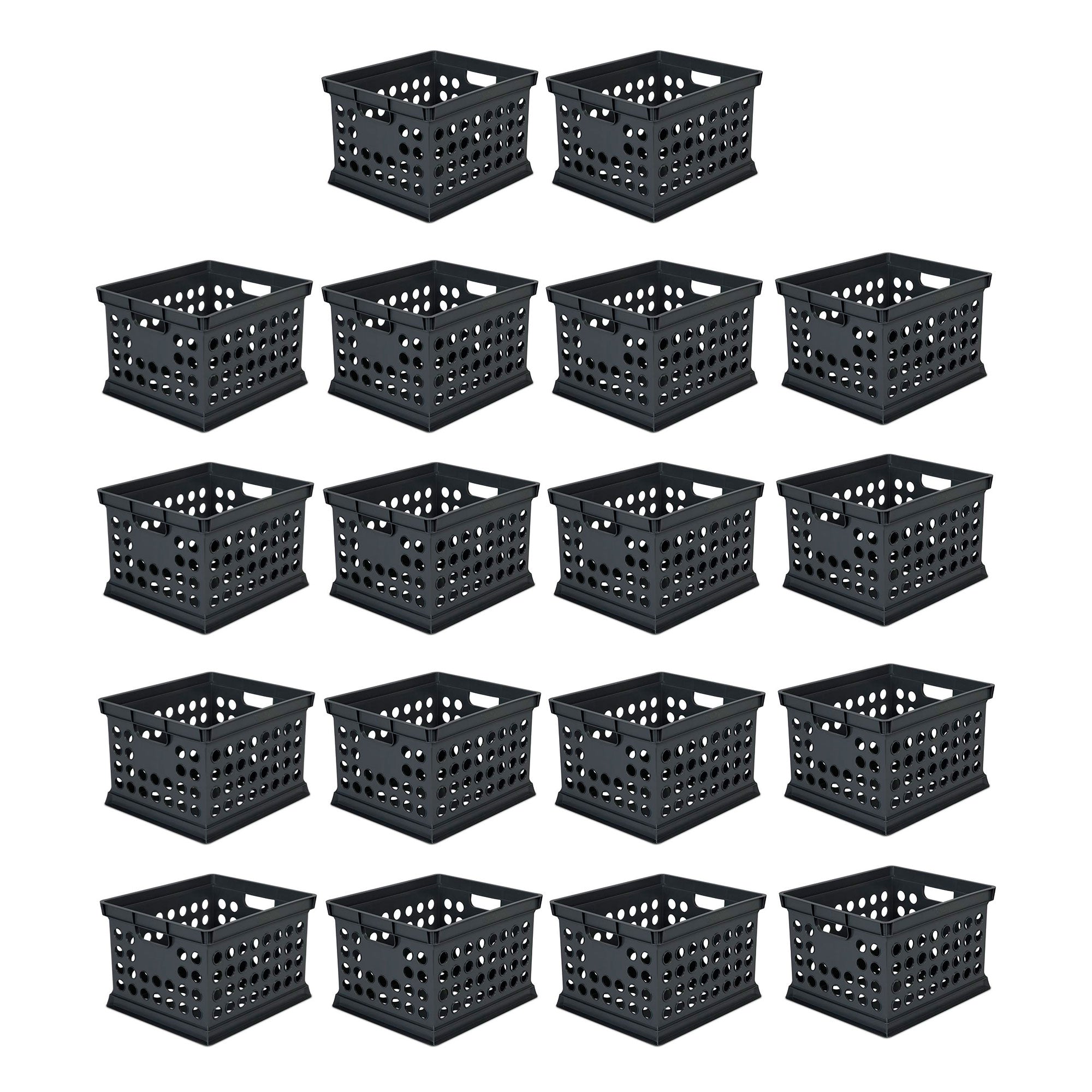 Sterilite Stackable Plastic Storage Open Crate Bin Organizer Box, Black, 18 Pack - VMInnovations