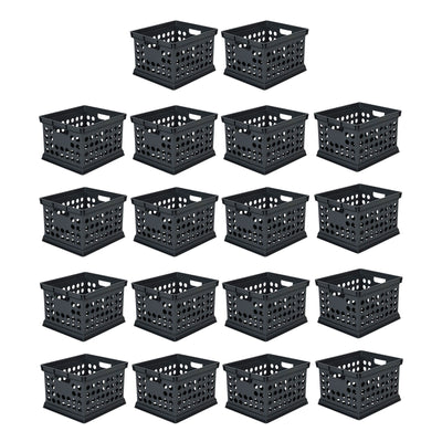 Sterilite Stackable Plastic Storage Open Crate Bin Organizer Box, Black, 18 Pack - VMInnovations