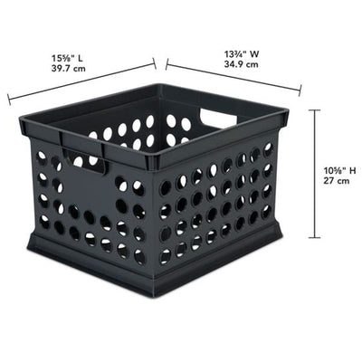 Sterilite Stackable Plastic Storage Open Crate Bin Organizer Box, Black, 18 Pack