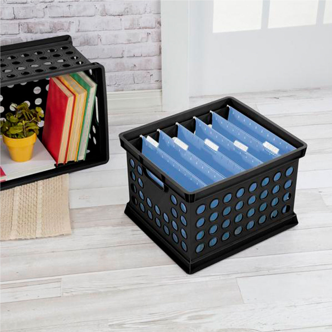 Sterilite Stackable Plastic Storage Open Crate Bin Organizer Box, Black, 18 Pack