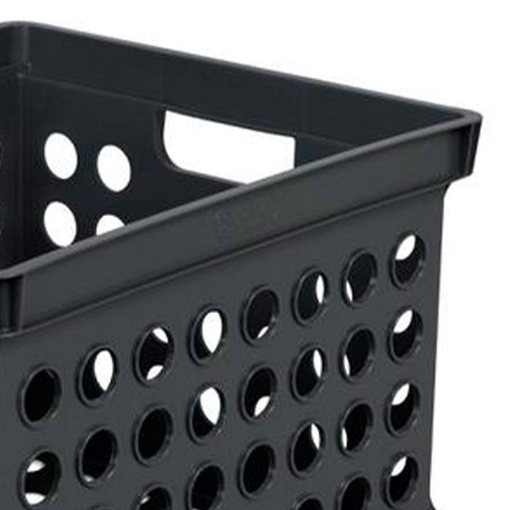 Sterilite Stackable Plastic Storage Open Crate Bin Organizer Box, Black, 18 Pack