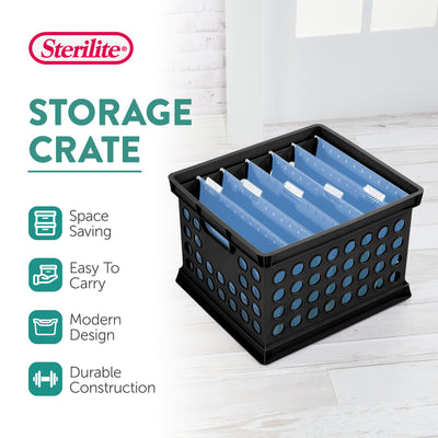 Sterilite Stackable Plastic Storage Open Crate Bin Organizer Box, Black, 18 Pack - VMInnovations