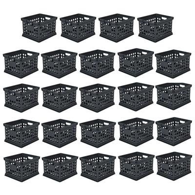 Sterilite Stackable Plastic Storage Open Crate Bin Organizer Box, Black, 24 Pack - VMInnovations