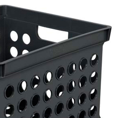 Sterilite Stackable Plastic Storage Open Crate Bin Organizer Box, Black, 24 Pack - VMInnovations