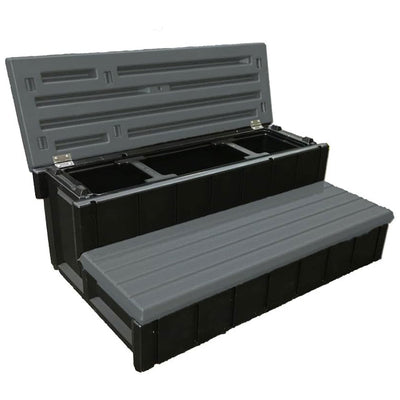 Confer Plastics Leisure Accent Versatile Outdoor Spa Storage Steps, Black/Gray