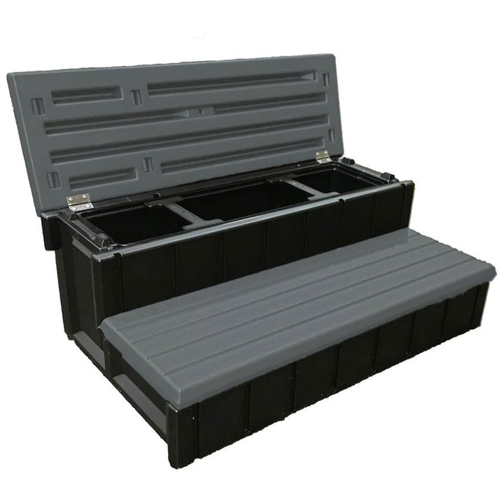 Confer Plastics Leisure Accent Versatile Outdoor Spa Steps, Black/Gray(Open Box) - VMInnovations