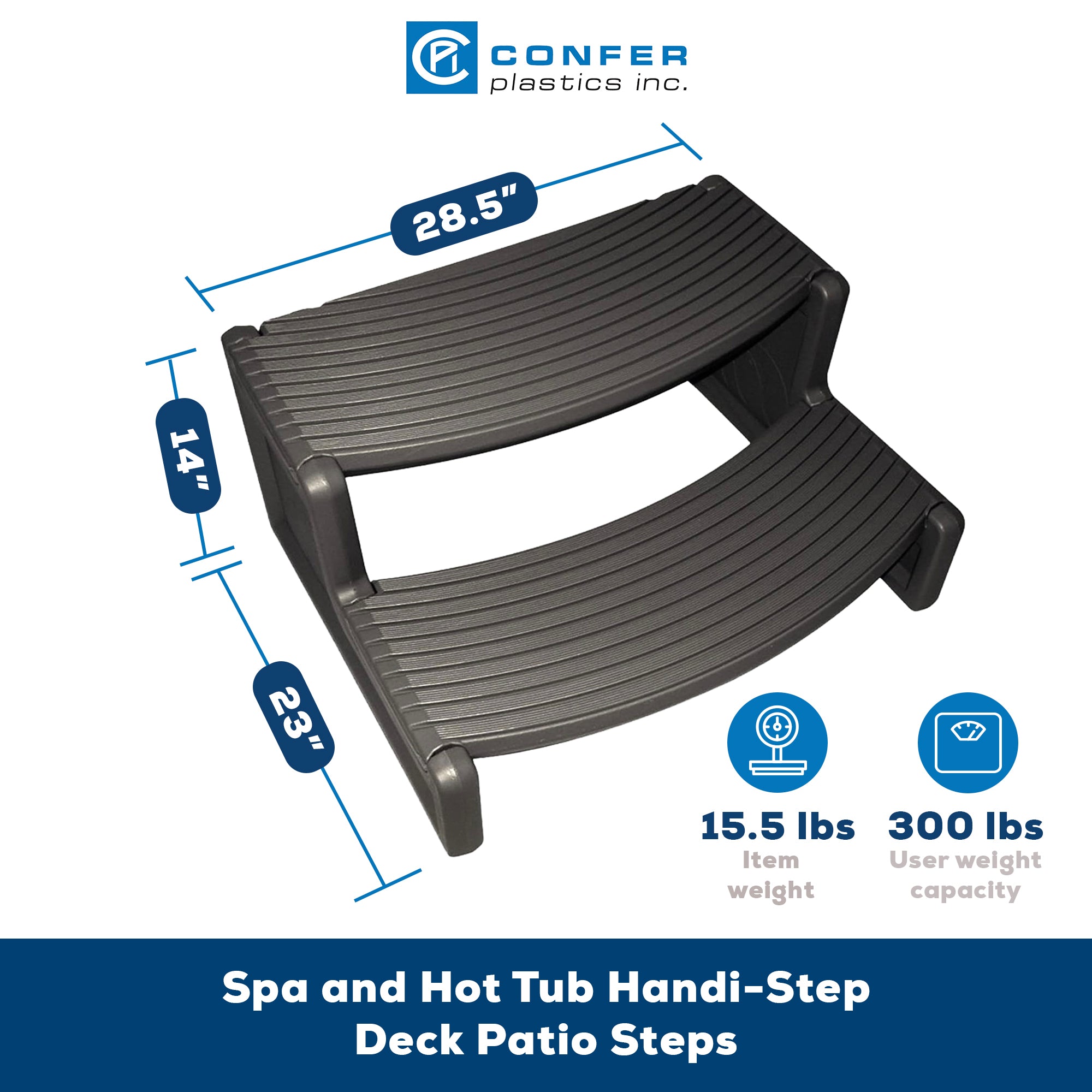 Confer Plastics Handi-Step Spa Hot Tub Stairs, Charcoal Grey (Open Box) - VMInnovations
