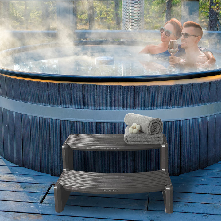 Confer Plastics Handi-Step Spa Hot Tub Stairs, Charcoal Grey (Open Box)