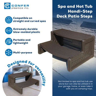 Confer Plastics Handi-Step Spa Hot Tub Stairs for Straight/Curved Spas, Charcoal