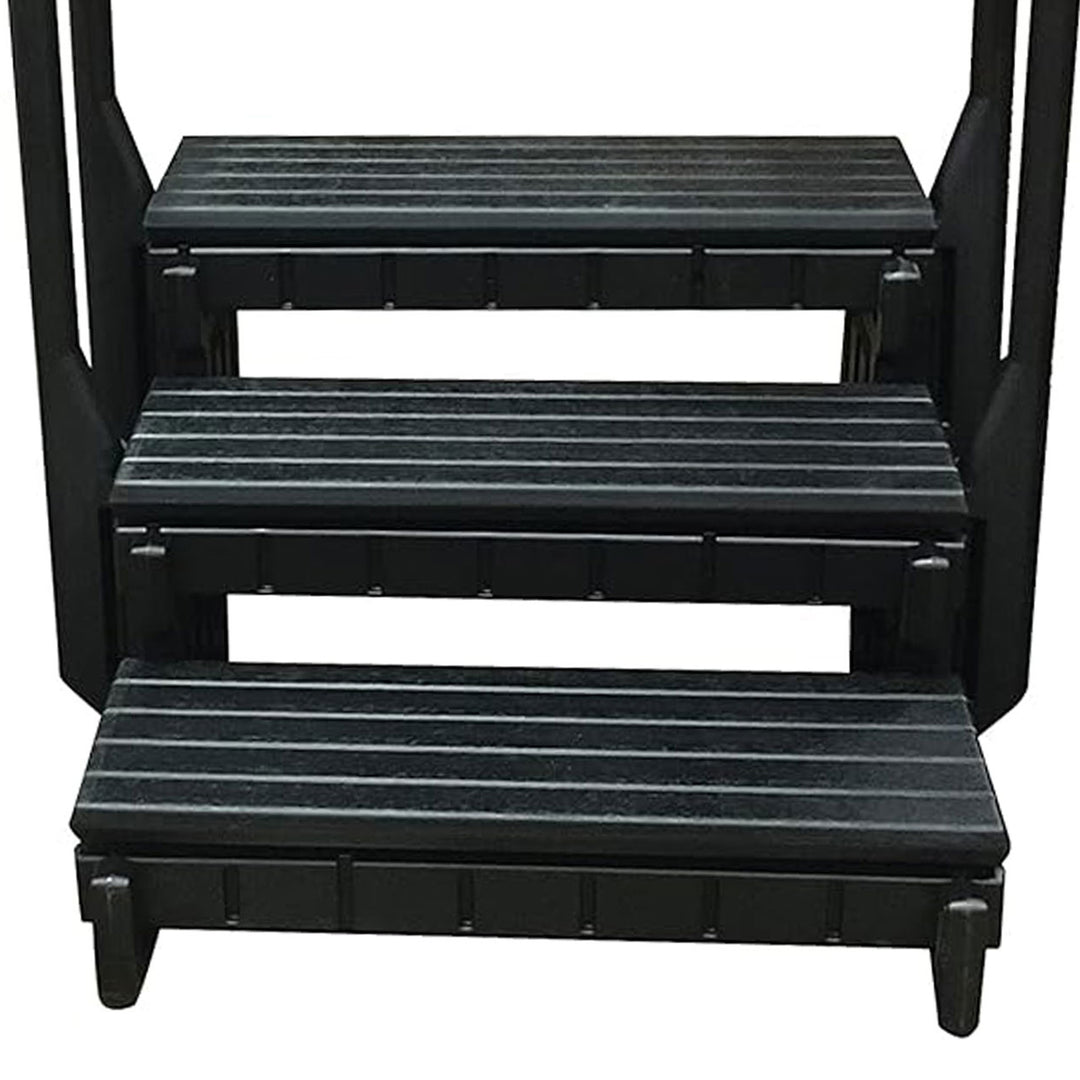 Confer Plastics 36” Signature Spa Step w/Treads & Curved Handrails, Black (Used)