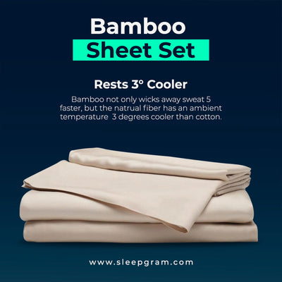 Sleepgram Viscose from Bamboo Cal King Bed Sheet Set, Sand (Open Box) - VMInnovations