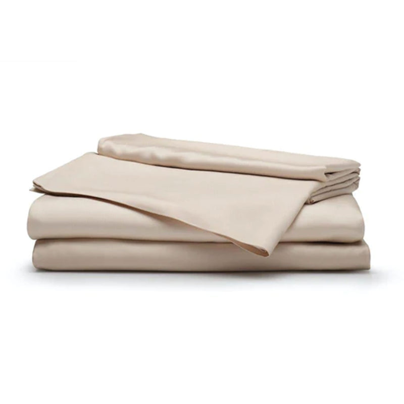 Sleepgram Viscose from Bamboo King Bed Sheet Set with 2 Pillowcases, Sand
