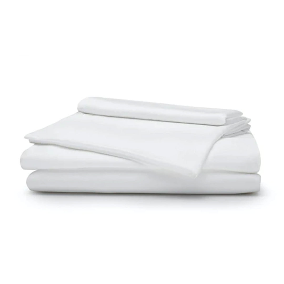 Sleepgram Viscose from Bamboo King Bed Sheet Set w/2 Pillowcases, White (Used)