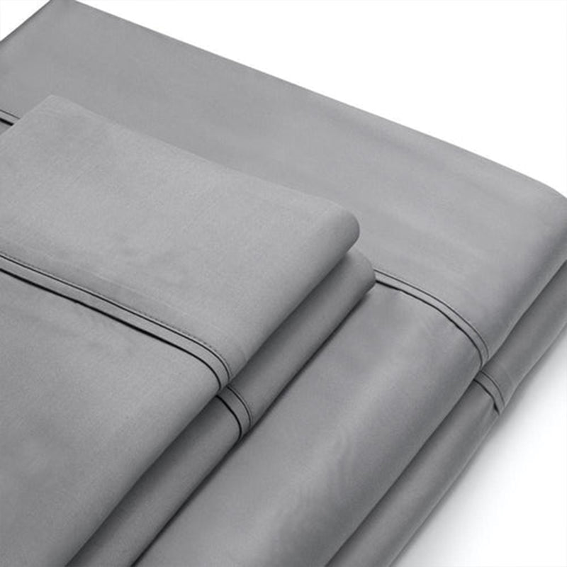 Sleepgram Viscose from Bamboo Twin Bed Sheet Set with 2 Pillowcases, Grey Stone