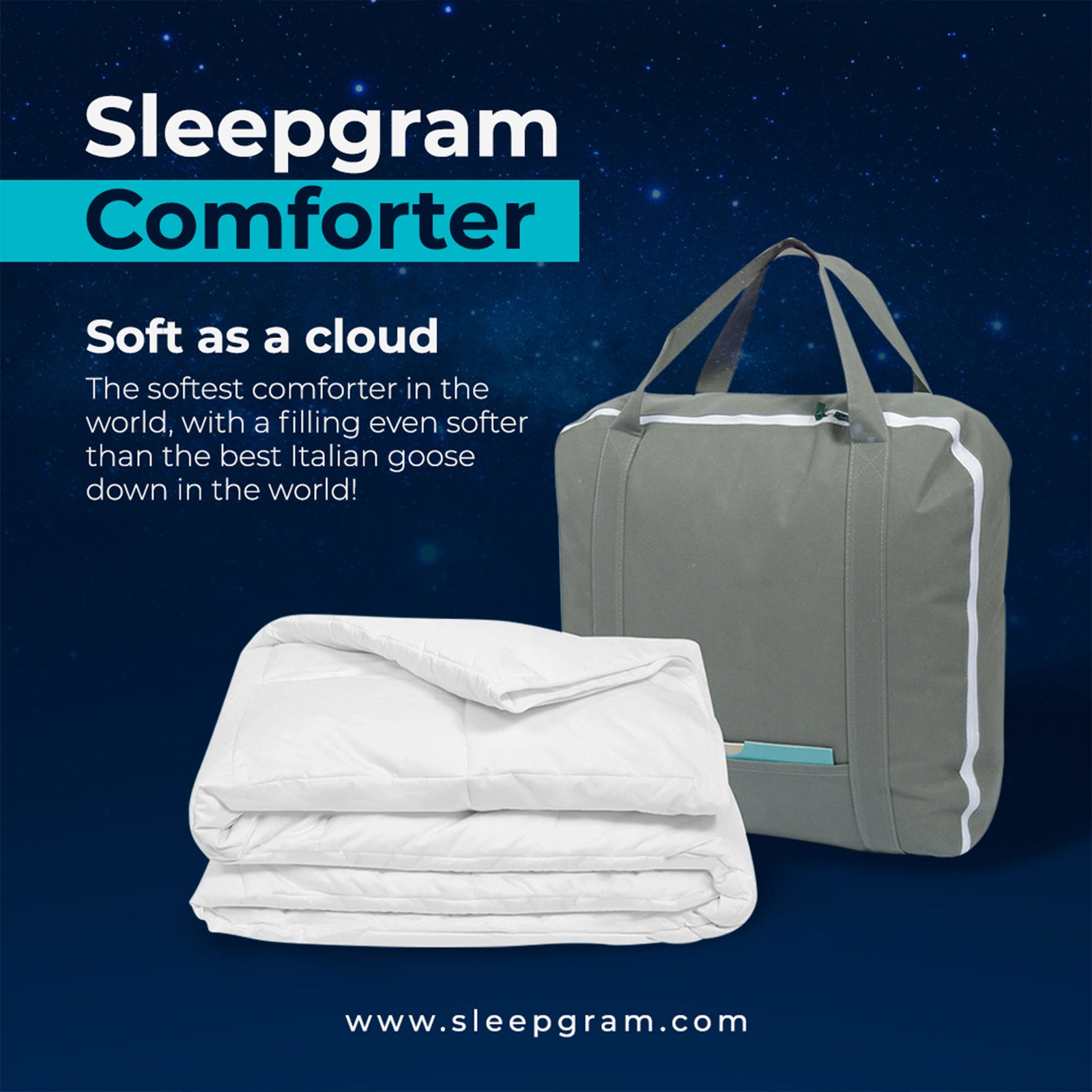 Sleepgram Twin Sized Pre Shrunk All Season Embroidered Cotton Comforter, White - VMInnovations