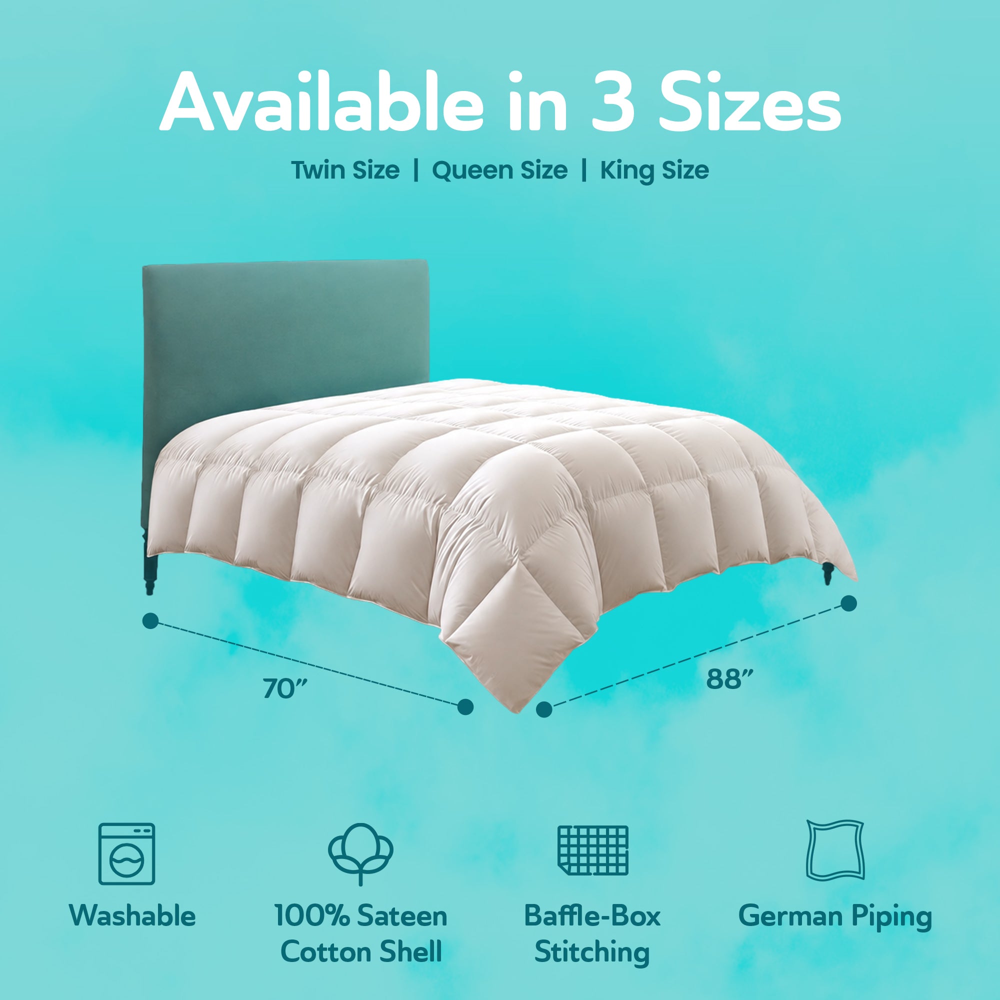 Sleepgram Twin Sized Pre Shrunk All Season Embroidered Cotton Comforter, White - VMInnovations