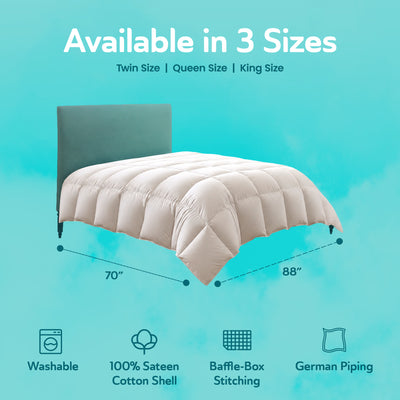 Sleepgram Twin Sized Pre Shrunk All Season Embroidered Cotton Comforter, White - VMInnovations