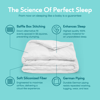 Sleepgram Twin Sized Pre Shrunk All Season Embroidered Cotton Comforter, White - VMInnovations
